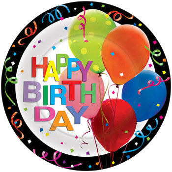 Happy Birthday Balloons Printed Plates (9inch round)
