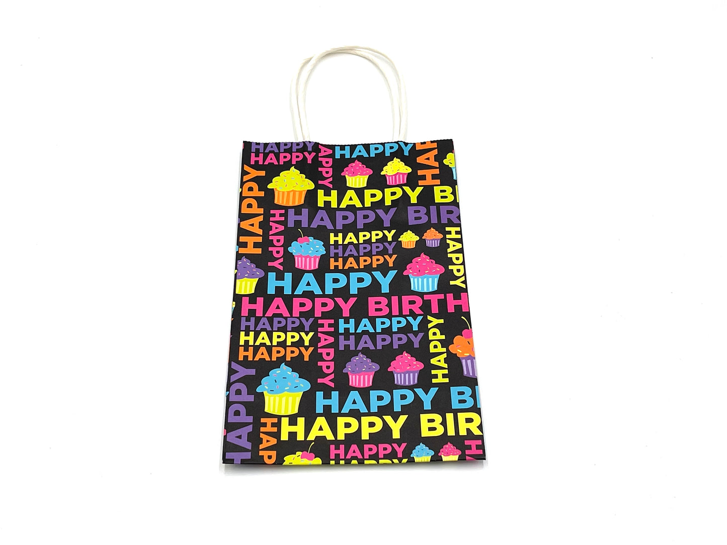 12x Paper Gift Bags Happy Birthday 14x22x8cm
