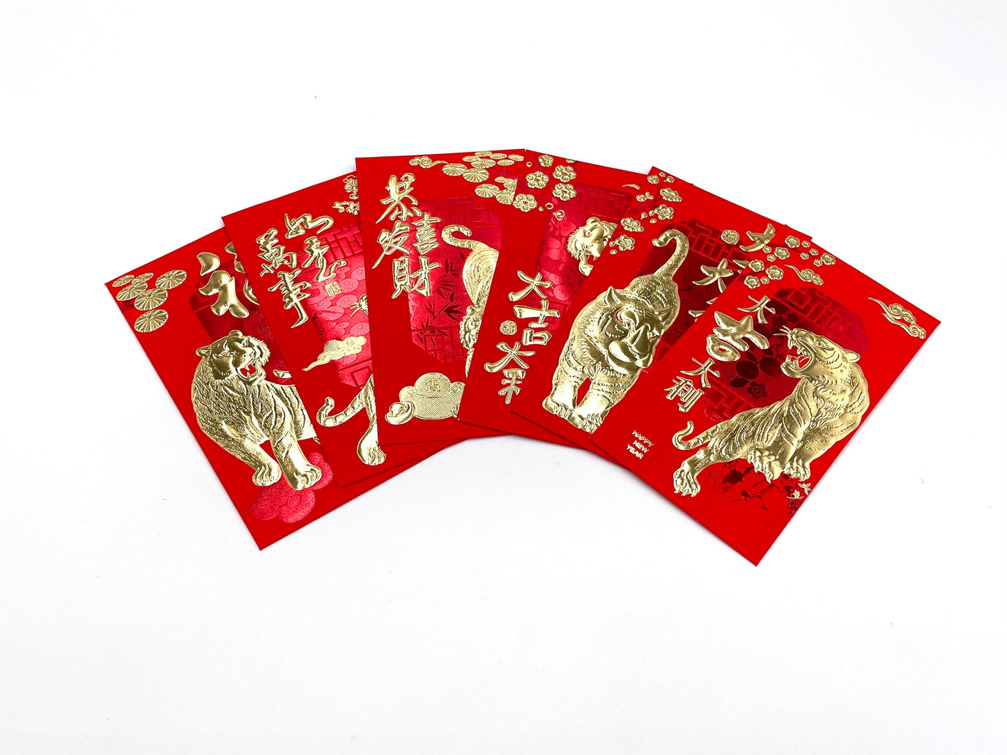 6x Chinese New Year tiger red envelop with Chinese paper cutting bookmarks; tiger 2022; lunar year; Chinese new year party supplies