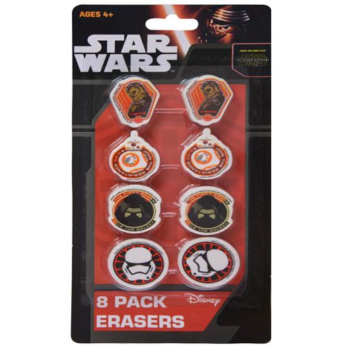 Star Wars Ep7 8pk Shaped Eraser on Card Eraser Size: 3.5 x 3.5 x 0.6cm (1 pack)