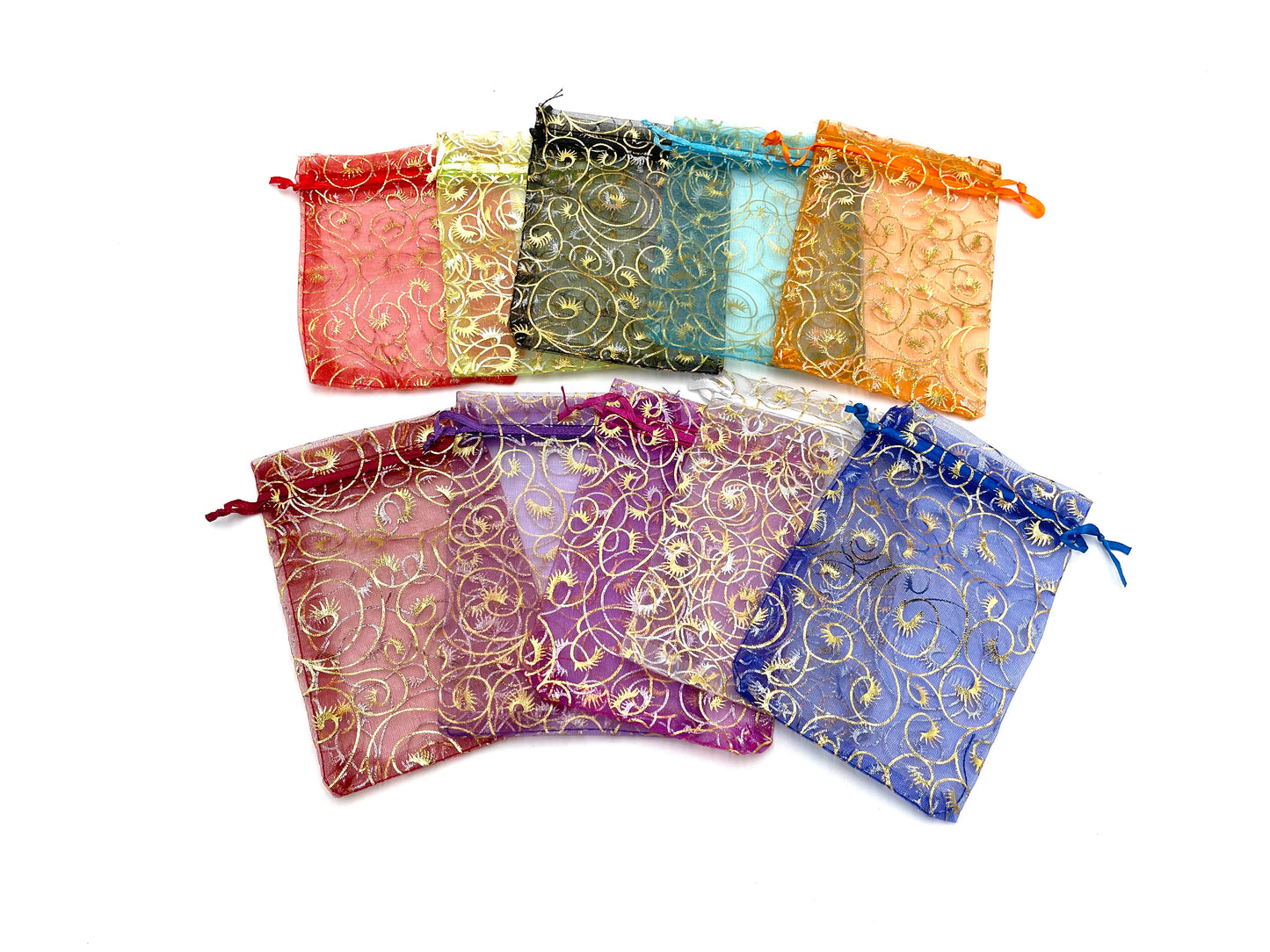 24x Net Fabric Gift Bags with Drawstring 10x15cm