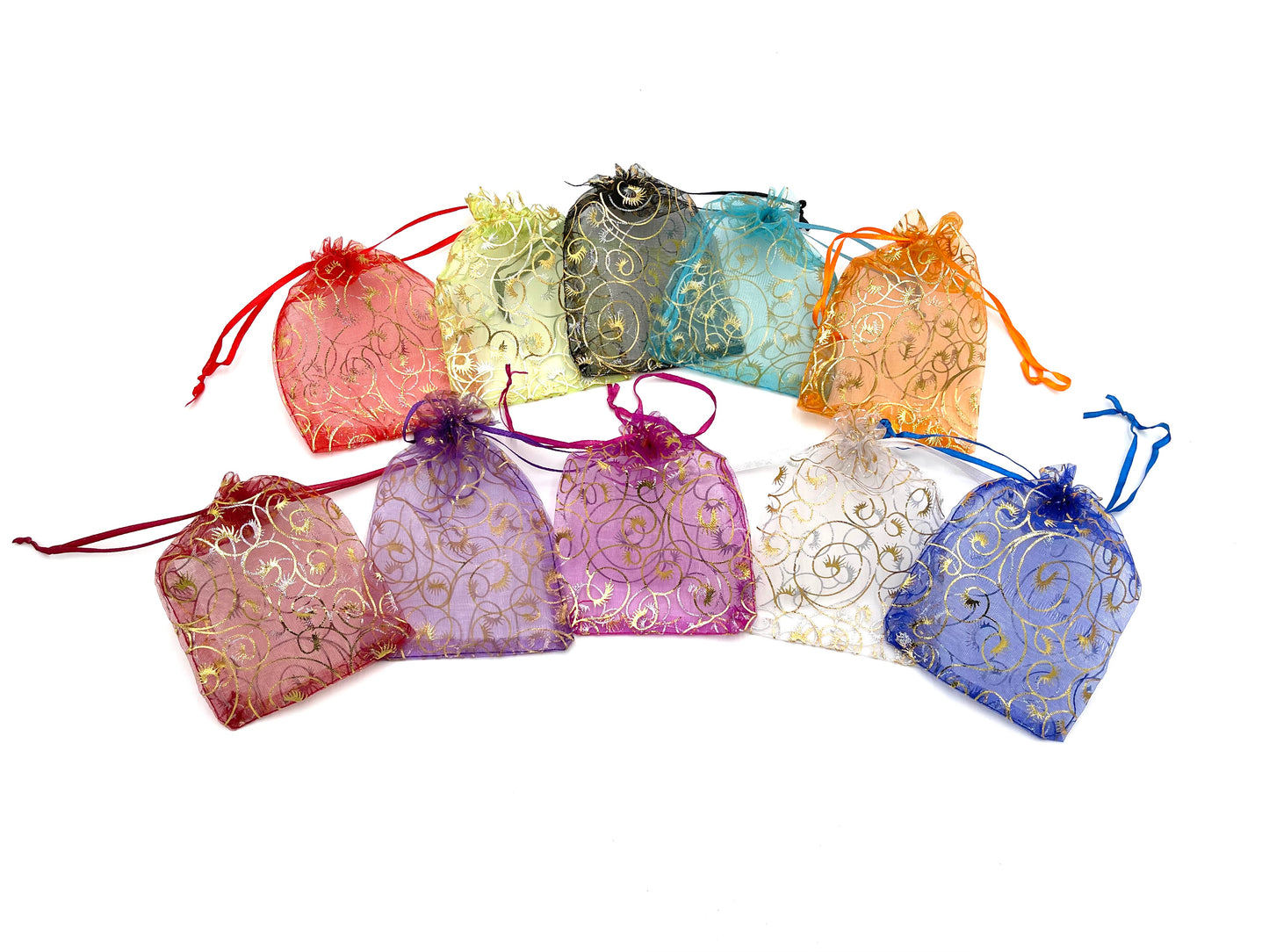 24x Net Fabric Gift Bags with Drawstring 10x15cm