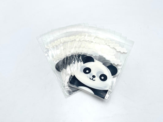 8x Plastic bags 10x15cm+3cm Panda