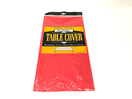 Red Plastic Table Cover 54in x 108in
