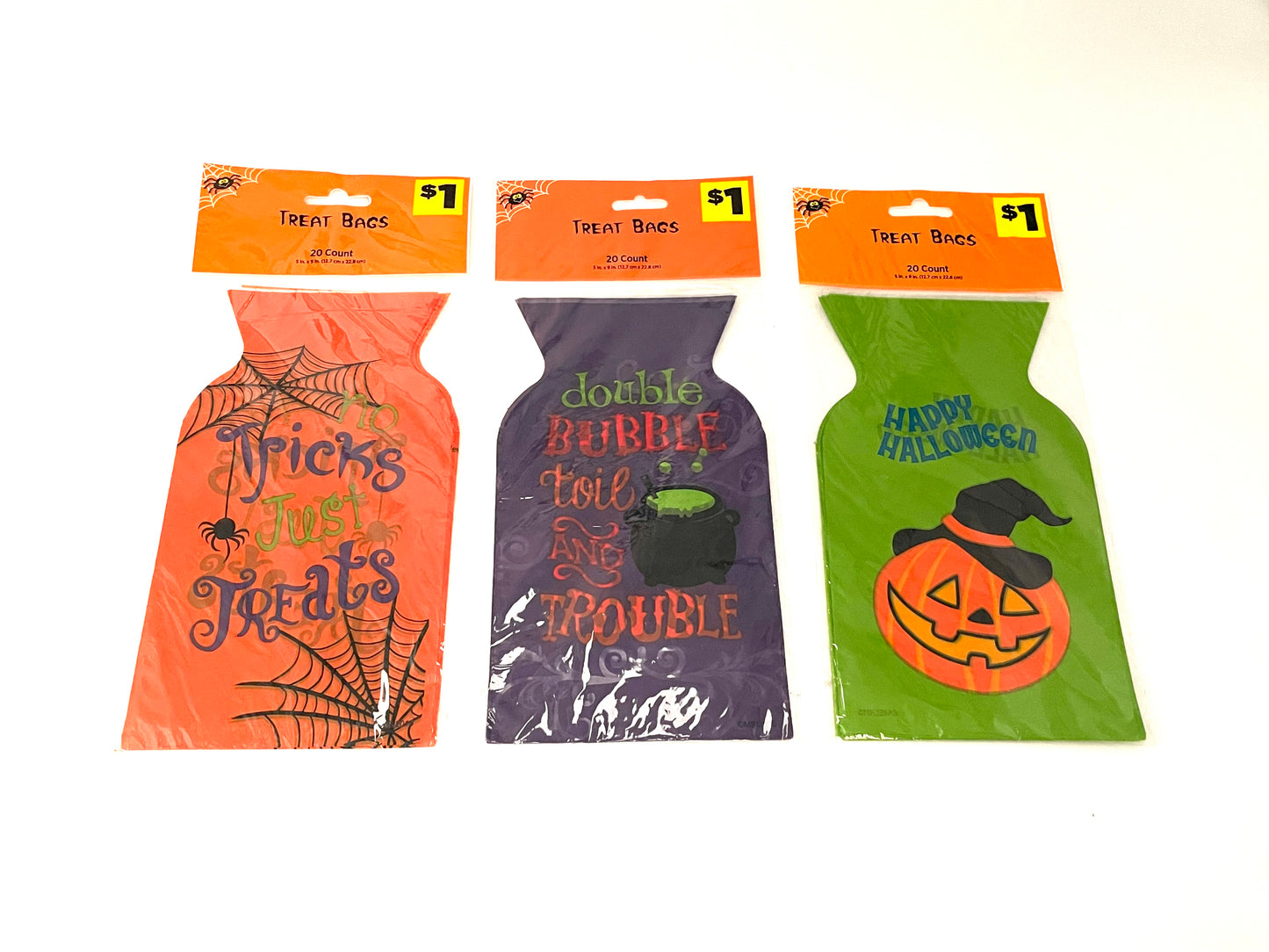 60x Plastic bags Halloween Trick or Treat Bags