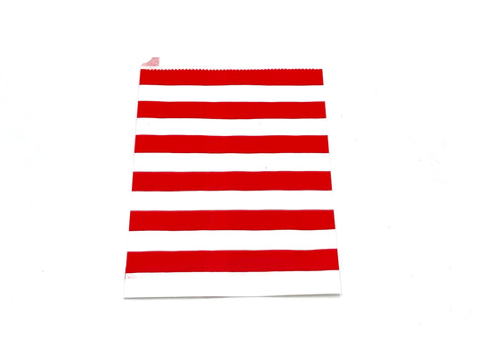 8x Paper bags with red stripes13.2x18cm +1.5cm