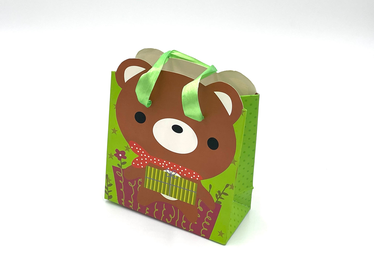 8x Paper Gift Bags Bear 15x15x7 cm