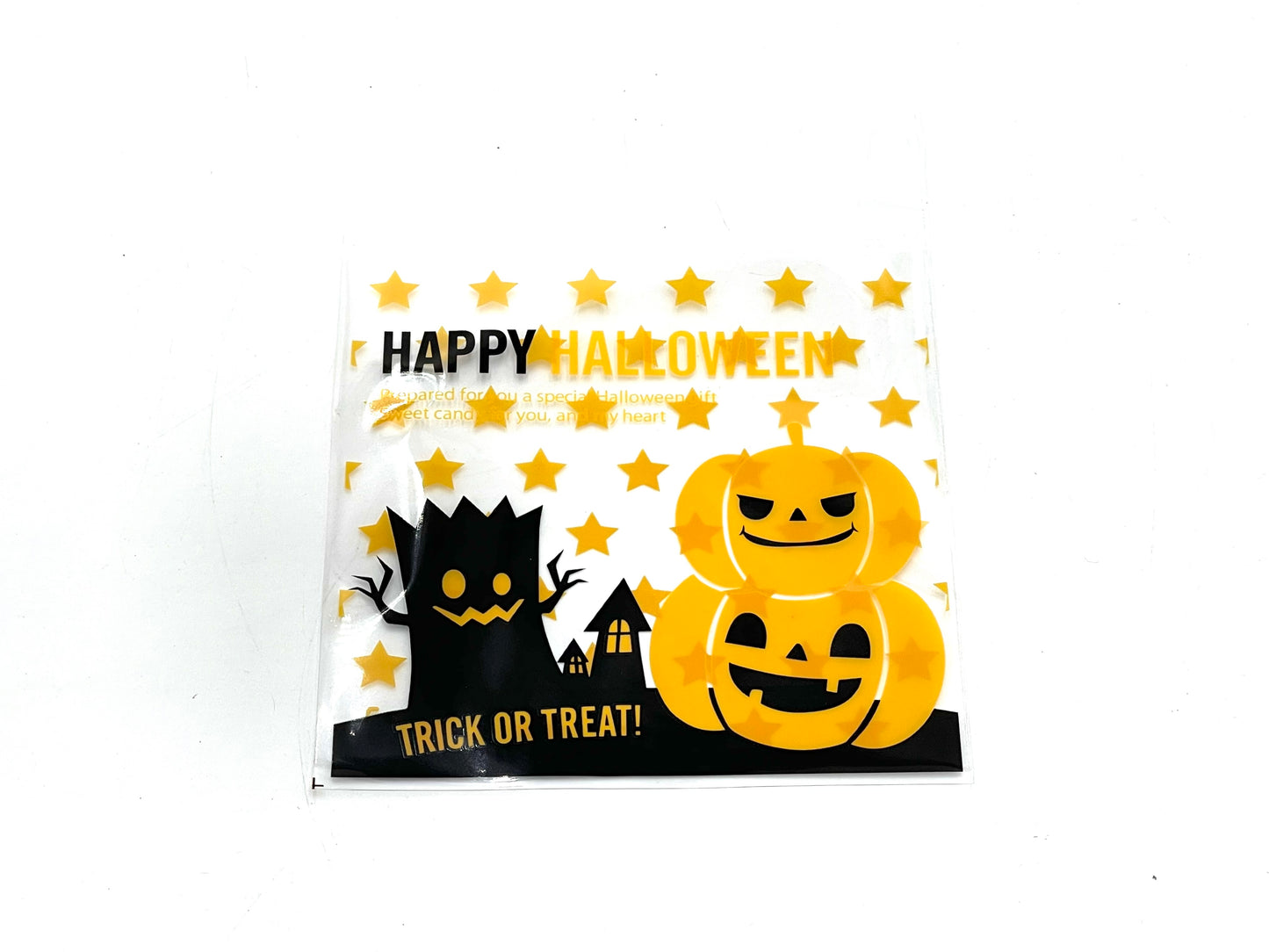 12x Halloween Plastic bags 10x10x+3cm