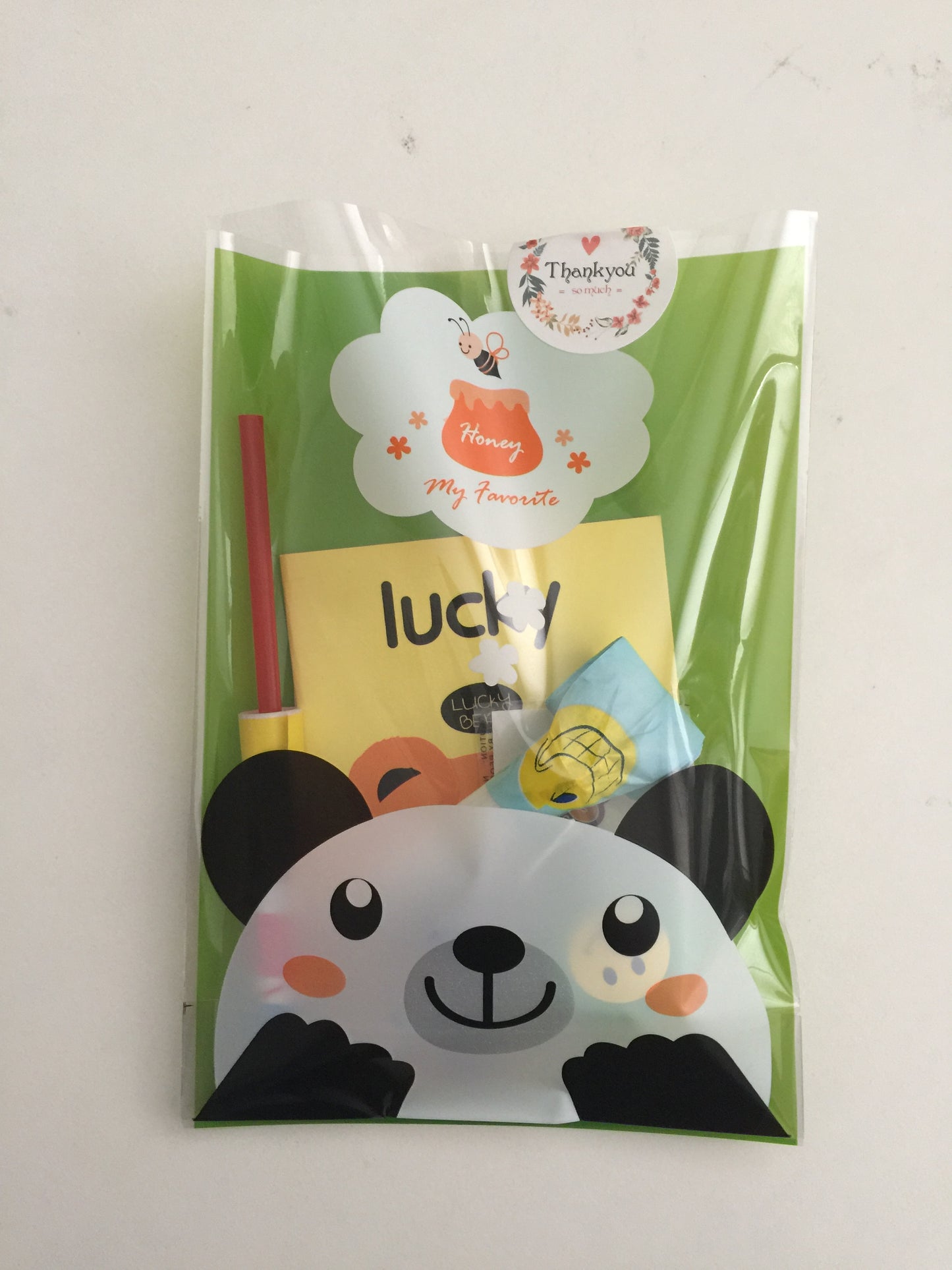 8x Plastic bags 14x20cm Panda Green