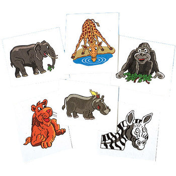 WILD ZOO ANIMAL TEMPORARY TATTOOS (24x)