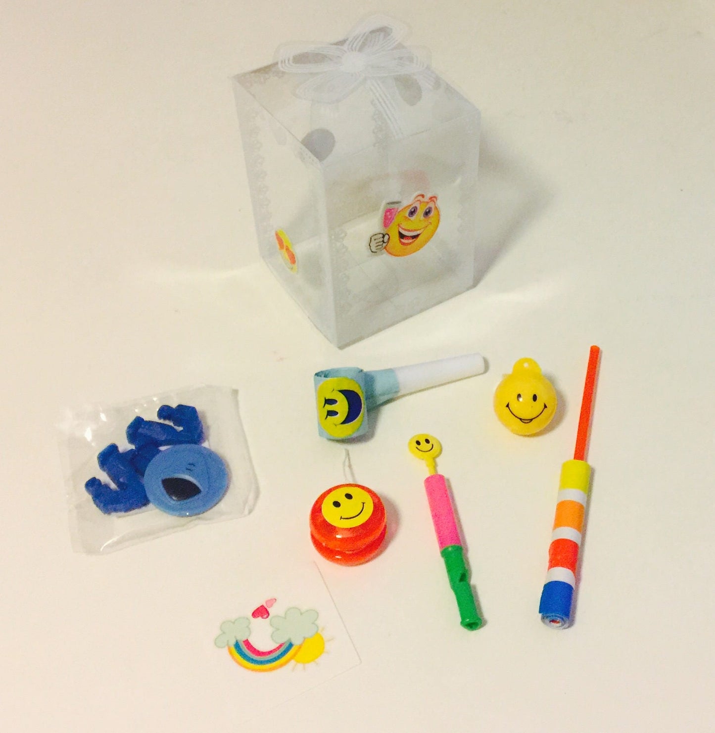 12x Pack  Emoji Goody Bags Pre Made & Filled with Toys, Boys Girls Goodie Bag, Eraser; Sharpener; insects