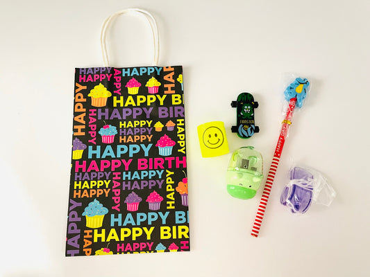 8x Pack Happy Birthday Goody Bags; Pre Made & Filled with Toys, Filled Goody Bag / Loot Bag;