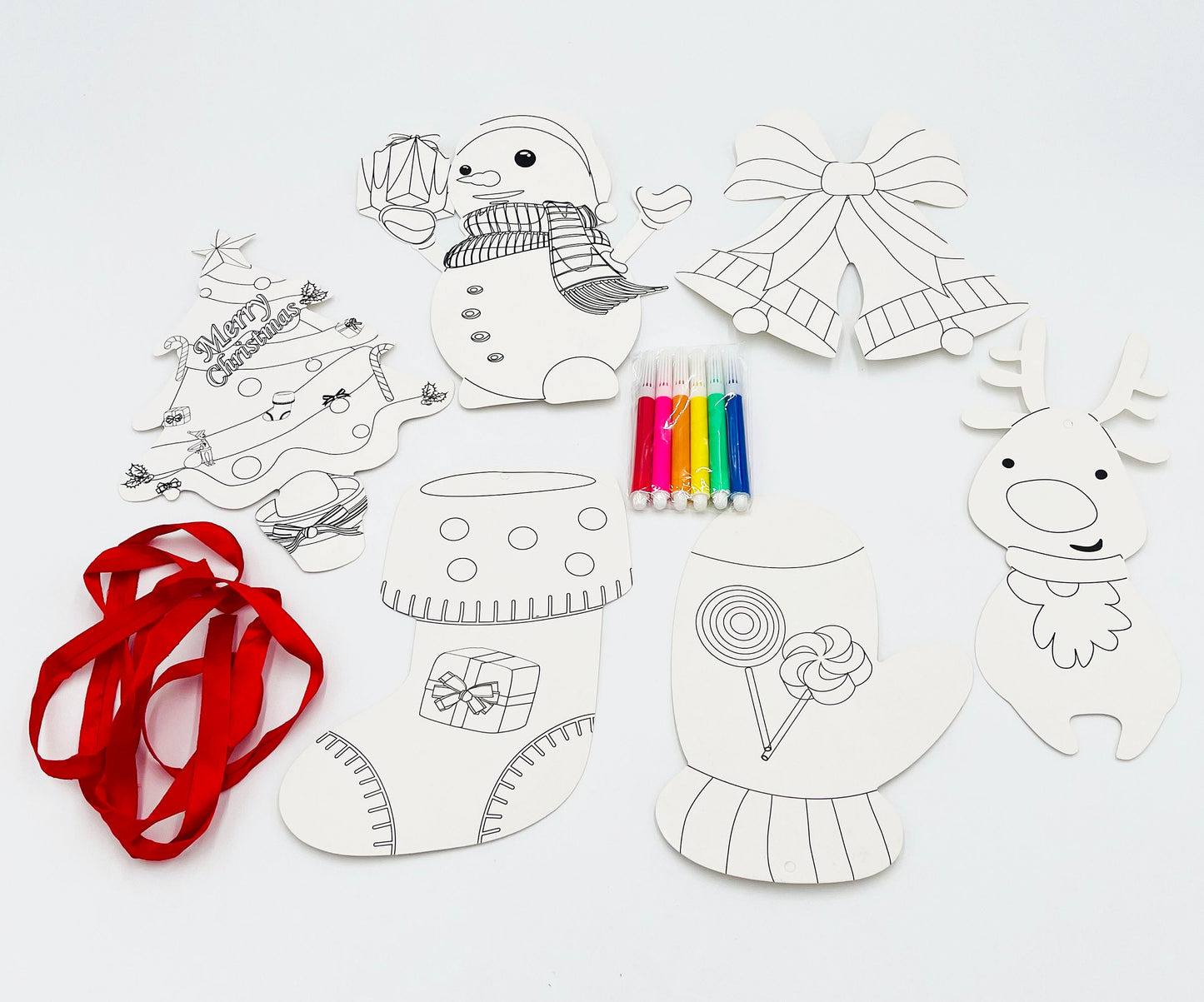 12 Pack Christmas Kids DIY Craft; Christmas classroom party idea; Christmas Paper Ornaments; kids color projects