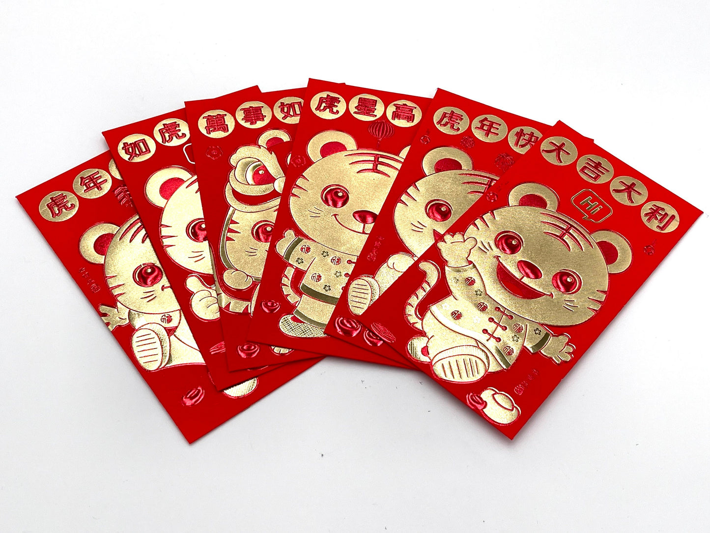 6x Chinese New Year tiger red envelop with Chinese paper cutting bookmarks; tiger 2022; lunar year; Chinese new year party supplies