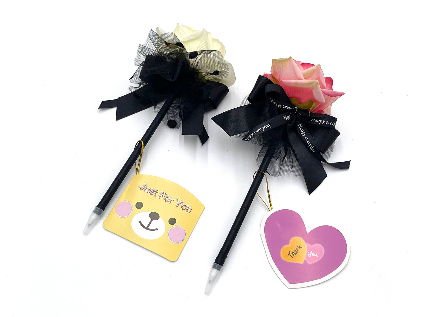 2x pen rose + greeting cards; Valentine's gift; Valentine's teacher gift; classroom gifts